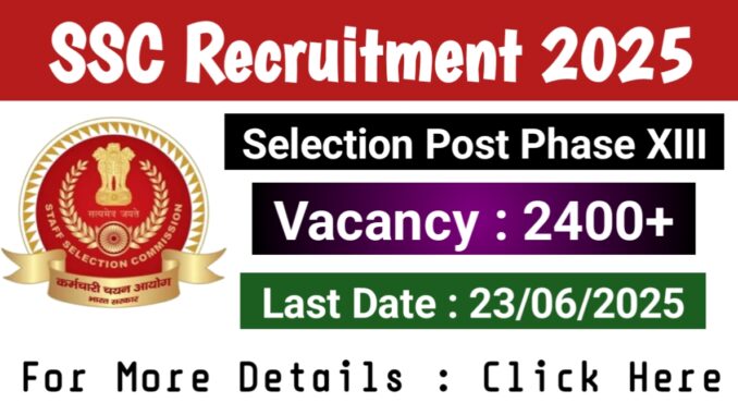 SSC Selection Post Phase XIII Notification 2025